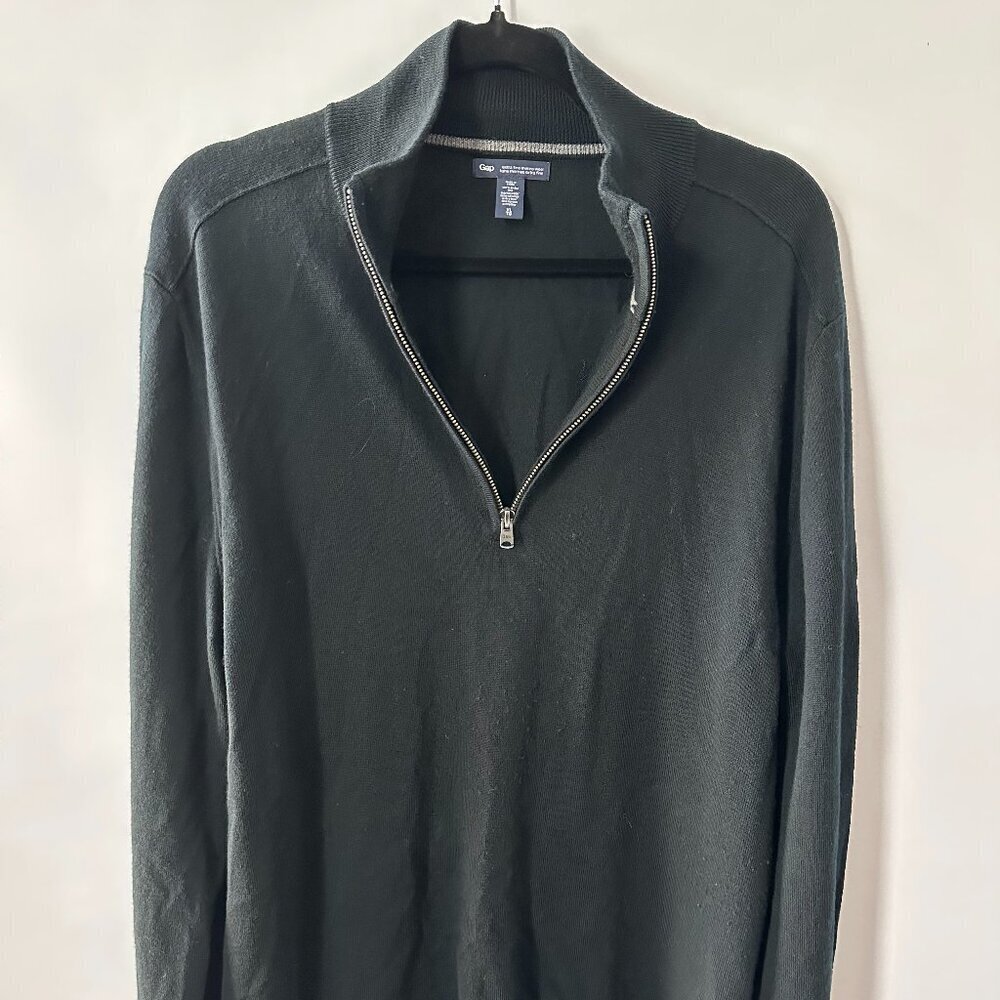 Gap Black XL Quarterzip Wool Sweater